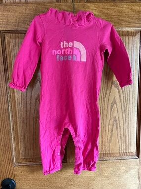 The North Face Bright Pink Hooded 12-18 mos. Baby One-Piece Snap
